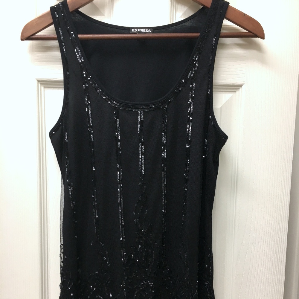 Express Black Sequined Tank Top